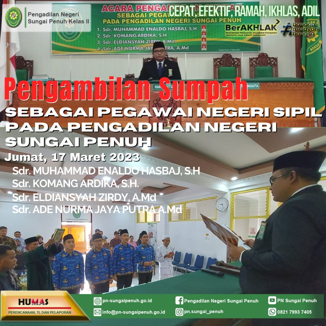 Pengambilan Sumpah Sebagai Pegawai Negeri Sipil
